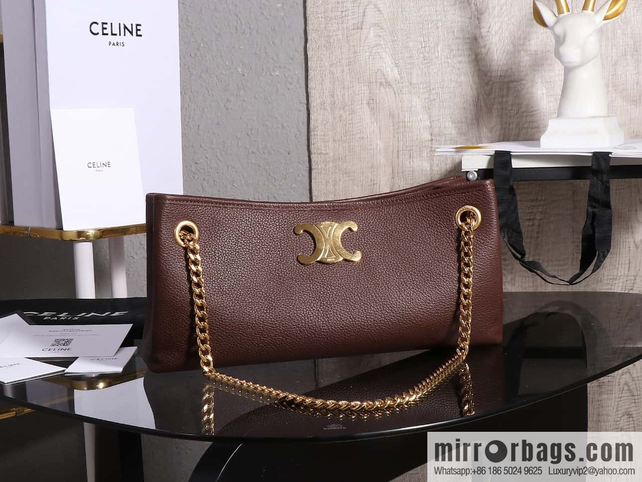[Premium quality, all steel hardware] CELIN_E23 | NEWSPAPER TRIOMPHE SOFT soft cow leather (fabric) chain bag number: 114253