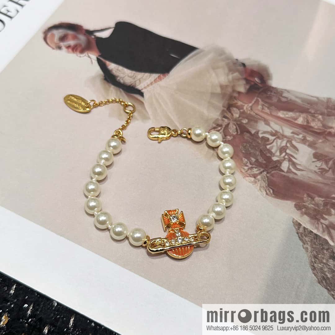 New ☑️ Vivienne Westwood Queen Mother Saturn Pearl Bracelet Necklace