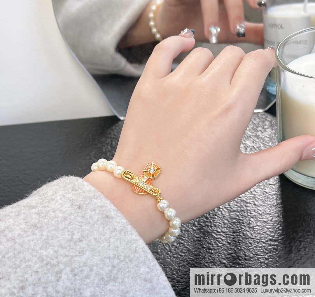 New ☑️ Vivienne Westwood Queen Mother Saturn Pearl Bracelet Necklace
