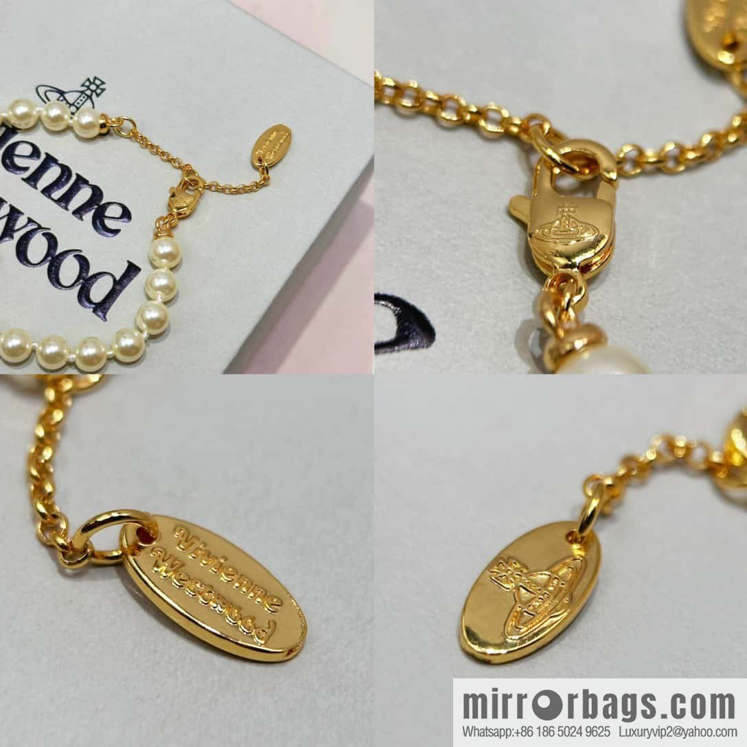 New ☑️ Vivienne Westwood Queen Mother Saturn Pearl Bracelet Necklace
