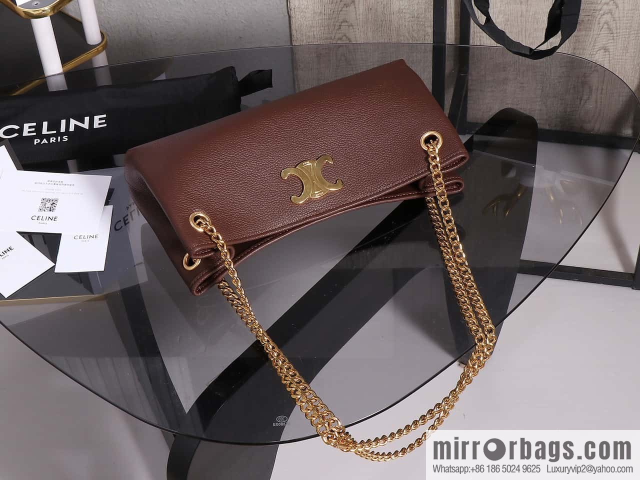 [Premium quality, all steel hardware] CELIN_E23 | NEWSPAPER TRIOMPHE SOFT soft cow leather (fabric) chain bag number: 114253