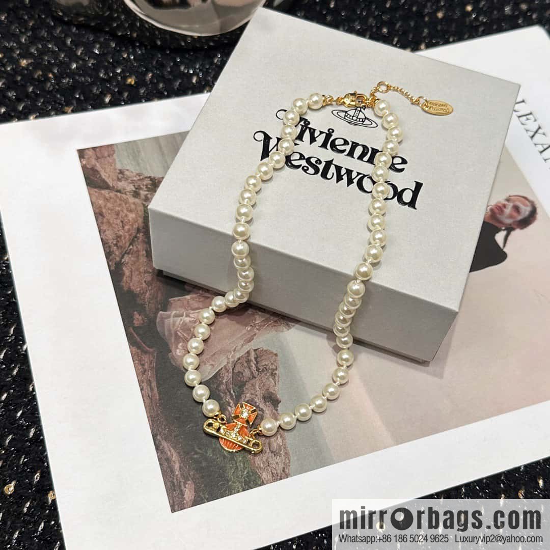 New ☑️ Vivienne Westwood Queen Mother Saturn Pearl Bracelet Necklace