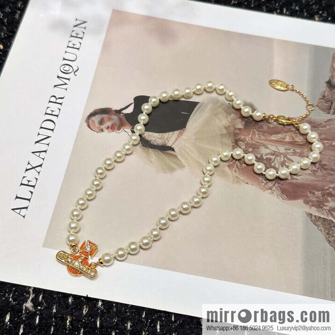 New ☑️ Vivienne Westwood Queen Mother Saturn Pearl Bracelet Necklace