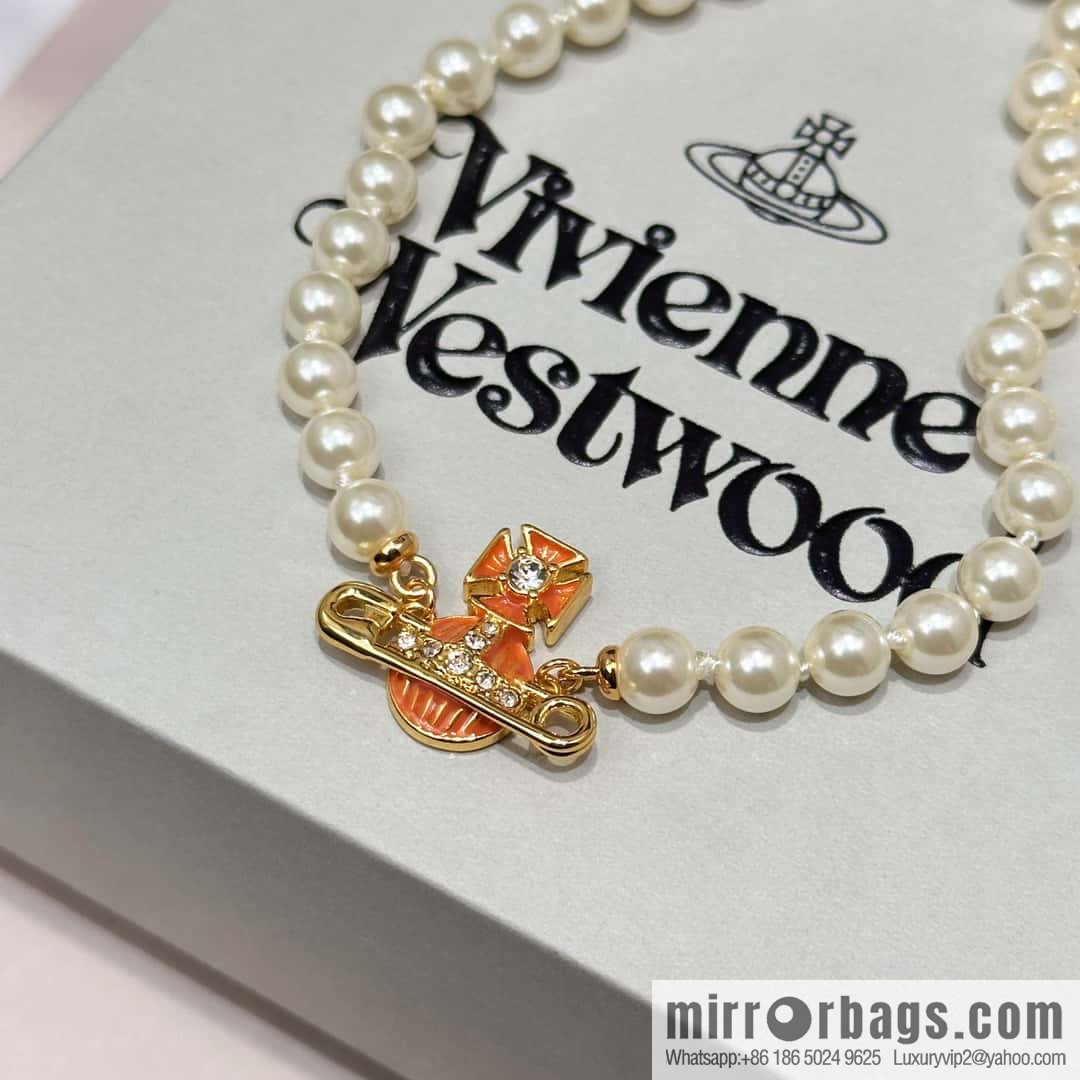 New ☑️ Vivienne Westwood Queen Mother Saturn Pearl Bracelet Necklace
