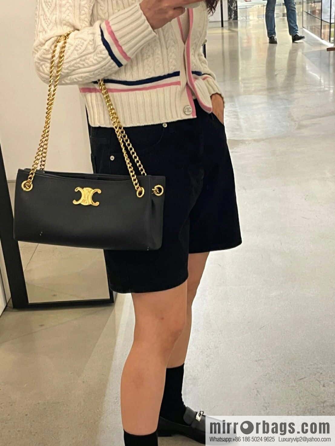 [Premium quality, all steel hardware] CELIN_E23 | NEWSPAPER TRIOMPHE SOFT soft cow leather (fabric) chain bag number: 114253