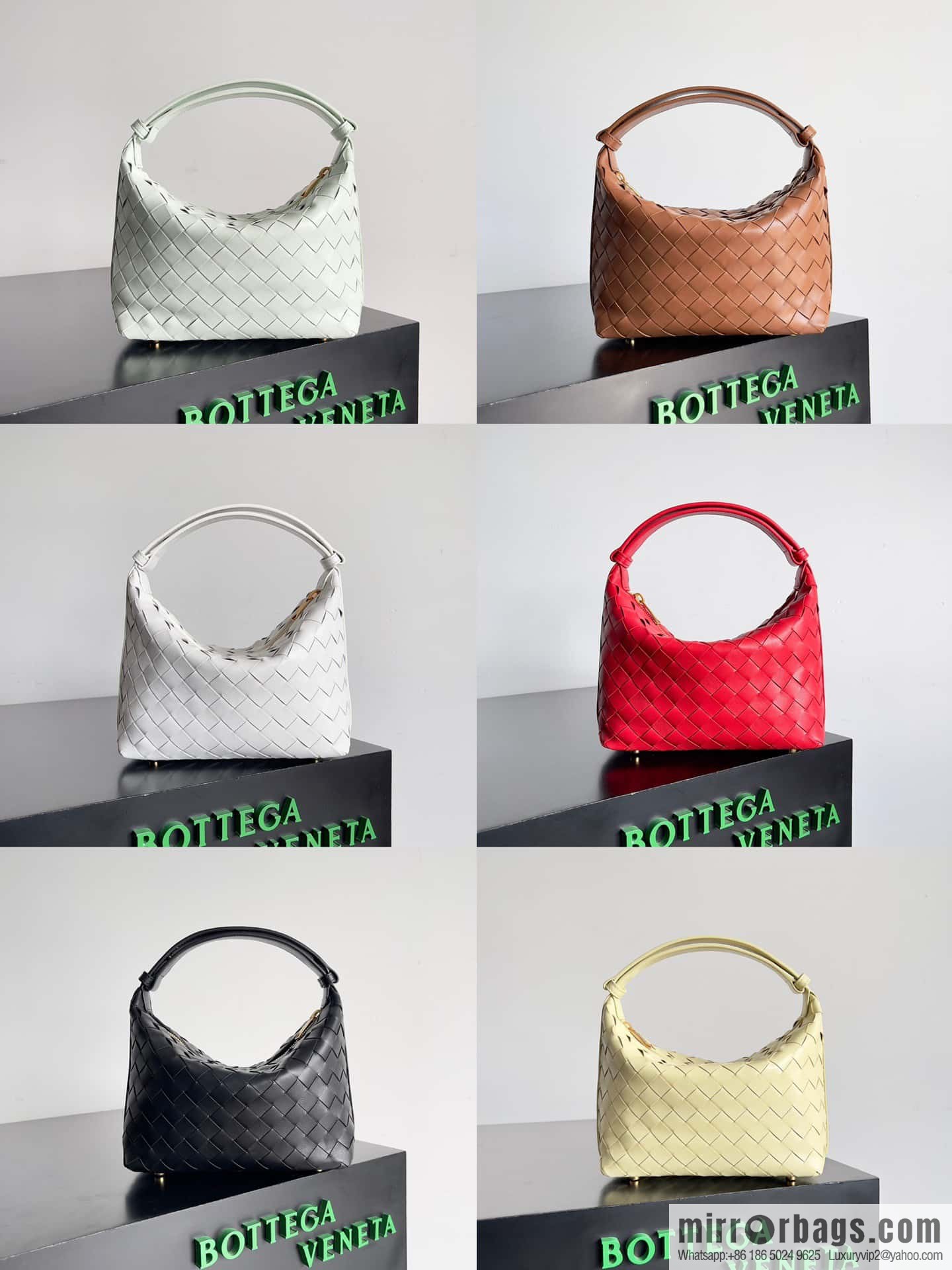 BvWallace Shoulder Bento Bag, Model 754443 intrecciato woven bag, ice cream color