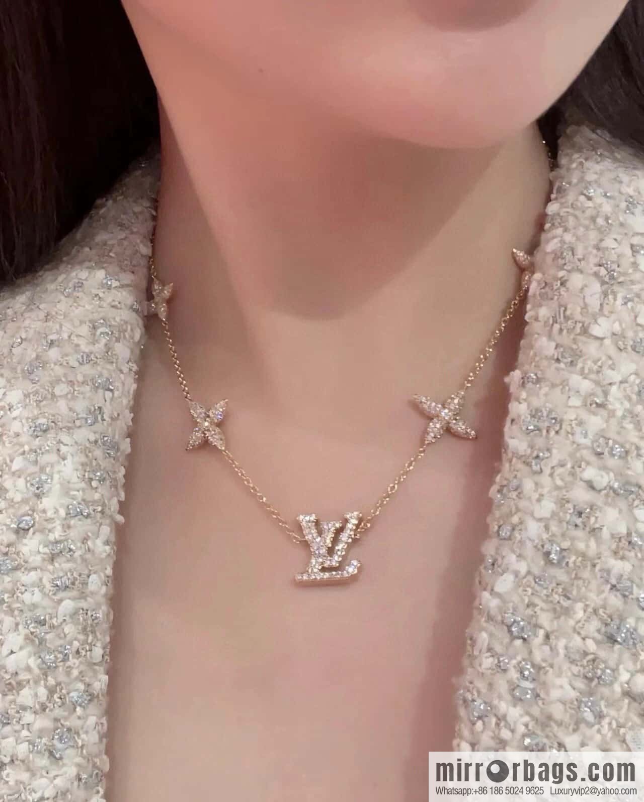 ❗️New ❗️ M01480 ☀ Louis Vuitton LV ICONIC TRESOR Full Diamond Pink Diamond Necklace ☀