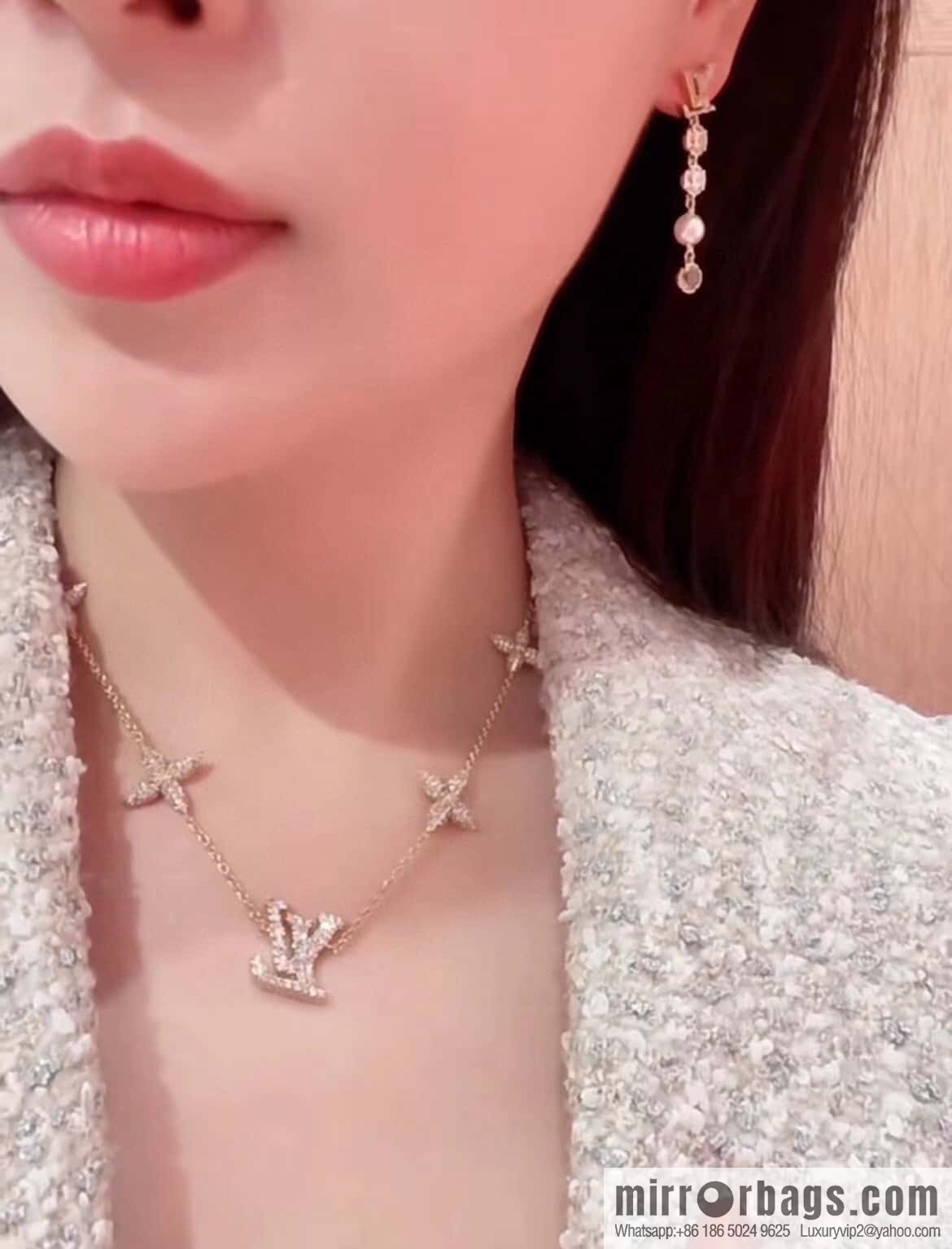 ❗️New ❗️ M01480 ☀ Louis Vuitton LV ICONIC TRESOR Full Diamond Pink Diamond Necklace ☀