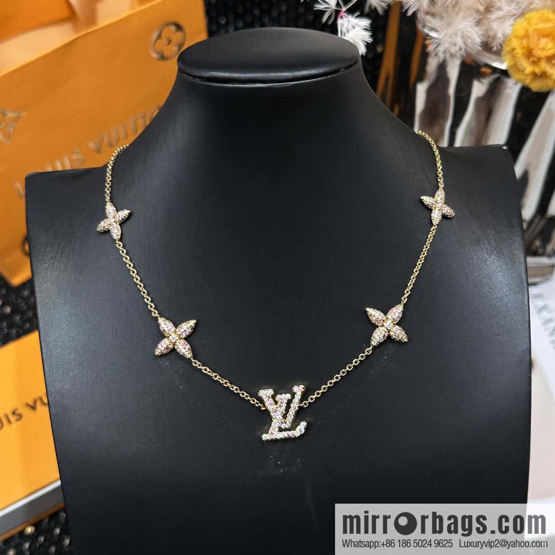 ❗️New ❗️ M01480 ☀ Louis Vuitton LV ICONIC TRESOR Full Diamond Pink Diamond Necklace ☀