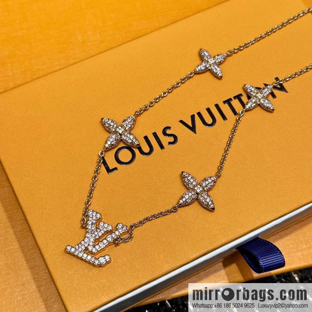❗️New ❗️ M01480 ☀ Louis Vuitton LV ICONIC TRESOR Full Diamond Pink Diamond Necklace ☀