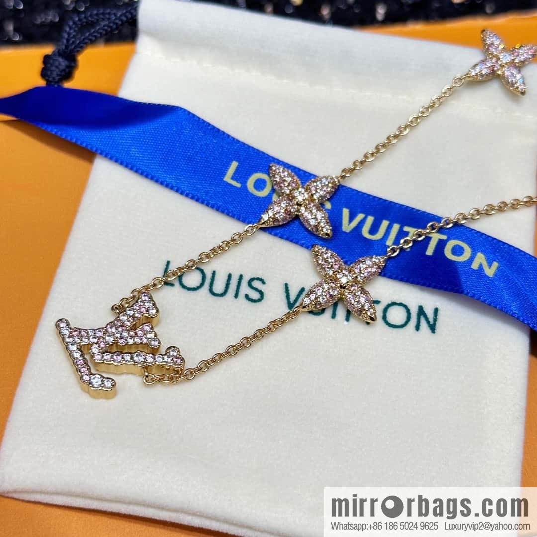 ❗️New ❗️ M01480 ☀ Louis Vuitton LV ICONIC TRESOR Full Diamond Pink Diamond Necklace ☀
