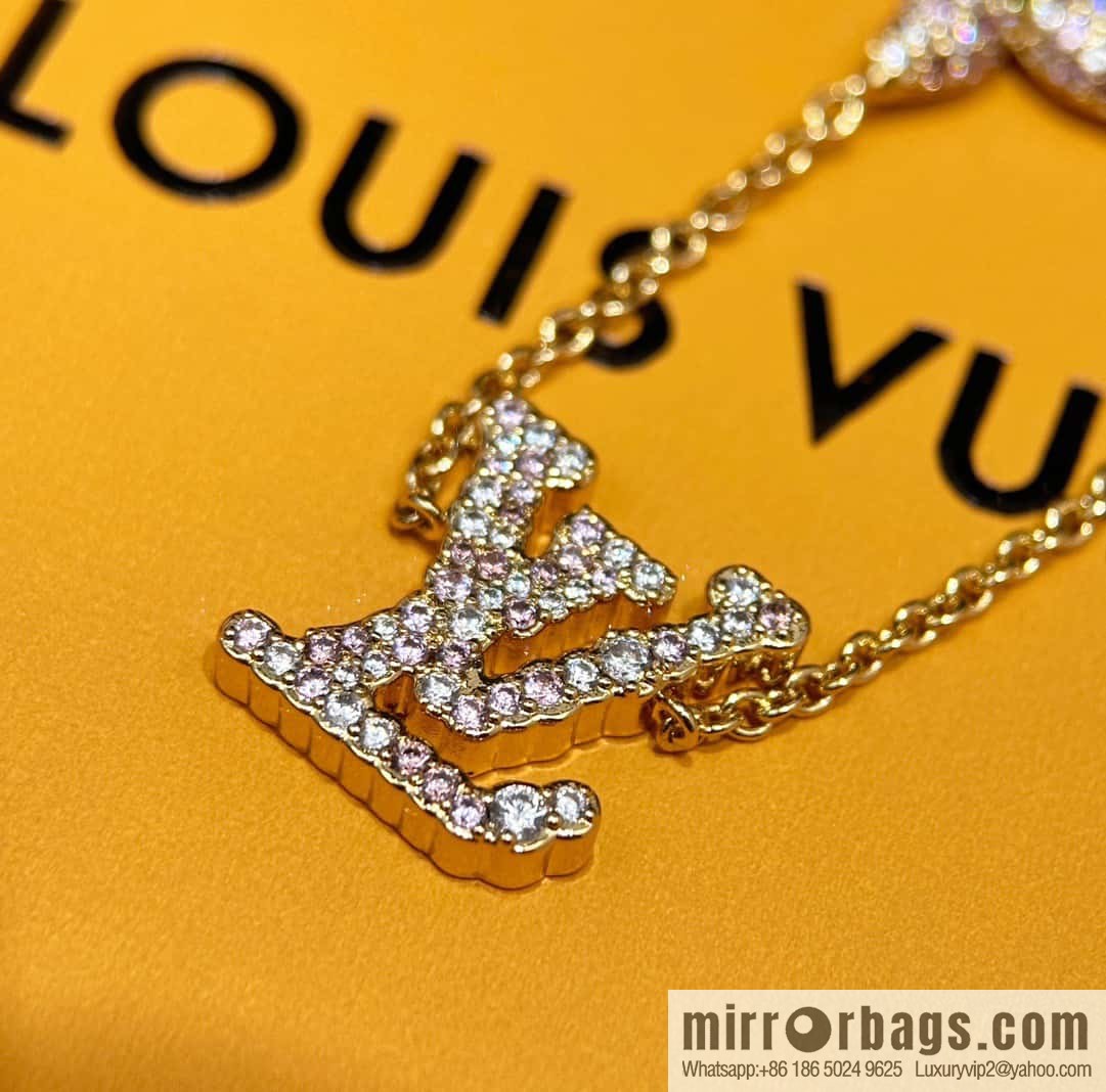 ❗️New ❗️ M01480 ☀ Louis Vuitton LV ICONIC TRESOR Full Diamond Pink Diamond Necklace ☀