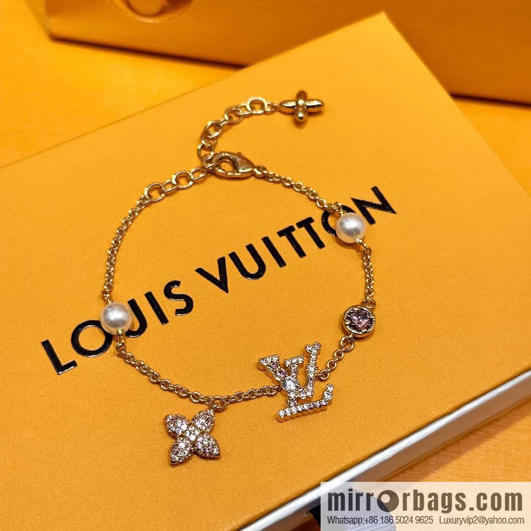 ❗️New ❗️ M1220A ☀ Louis Vuitton LV ICONIC TRESOR Full Diamond Pink Diamond Bracelet ☀