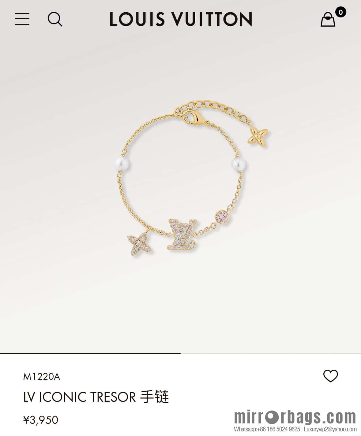 ❗️New ❗️ M1220A ☀ Louis Vuitton LV ICONIC TRESOR Full Diamond Pink Diamond Bracelet ☀