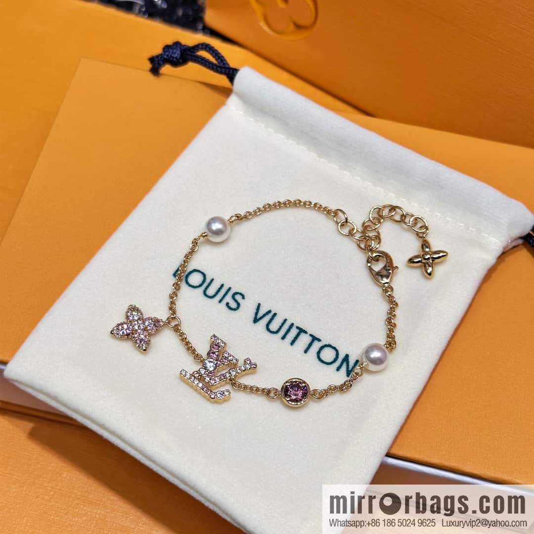 ❗️New ❗️ M1220A ☀ Louis Vuitton LV ICONIC TRESOR Full Diamond Pink Diamond Bracelet ☀