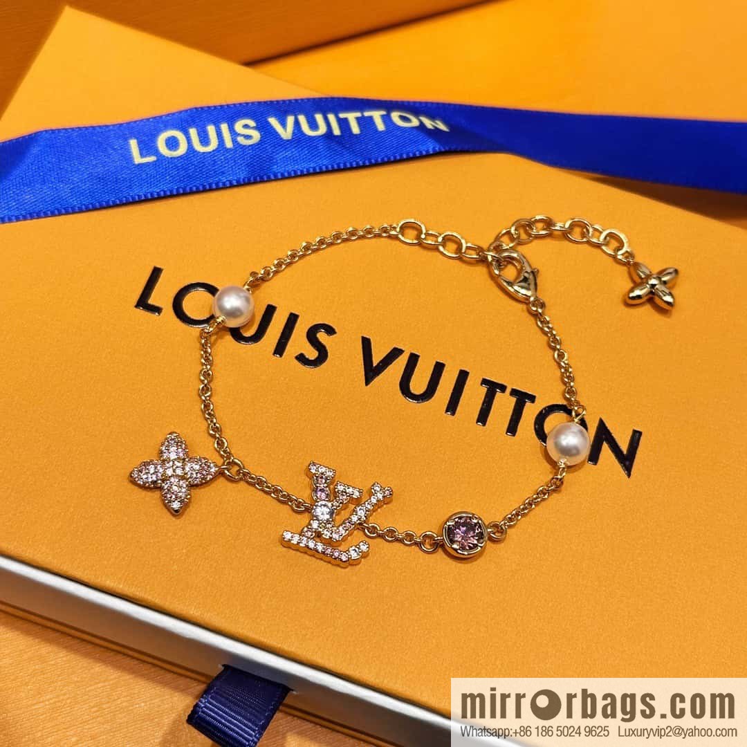 ❗️New ❗️ M1220A ☀ Louis Vuitton LV ICONIC TRESOR Full Diamond Pink Diamond Bracelet ☀