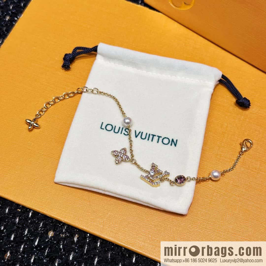 ❗️New ❗️ M1220A ☀ Louis Vuitton LV ICONIC TRESOR Full Diamond Pink Diamond Bracelet ☀