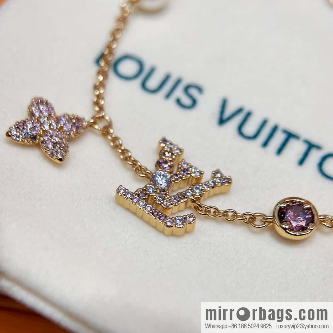 ❗️New ❗️ M1220A ☀ Louis Vuitton LV ICONIC TRESOR Full Diamond Pink Diamond Bracelet ☀