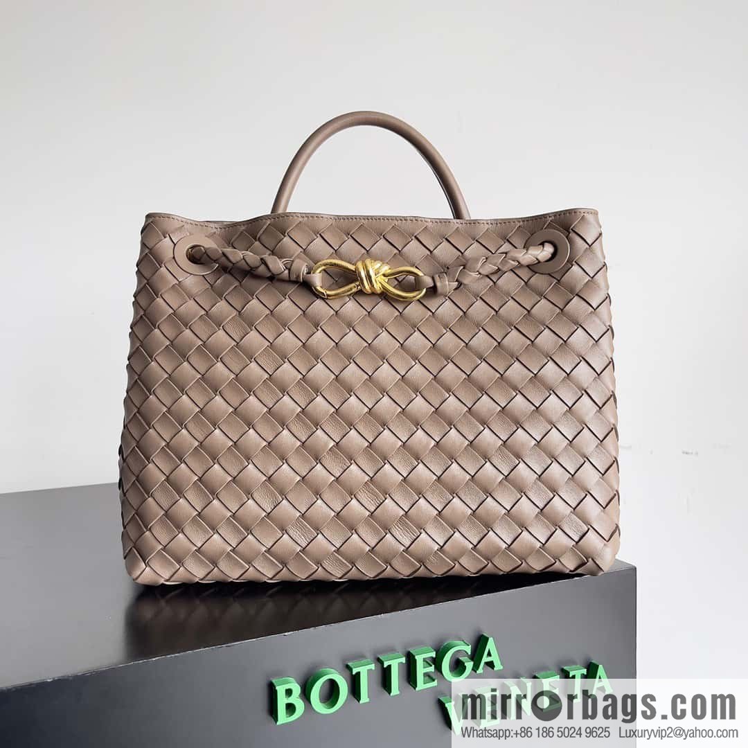 BV Bottega Veneta2023 new Andiamo woven handbag, medium, model number: 743572 khaki