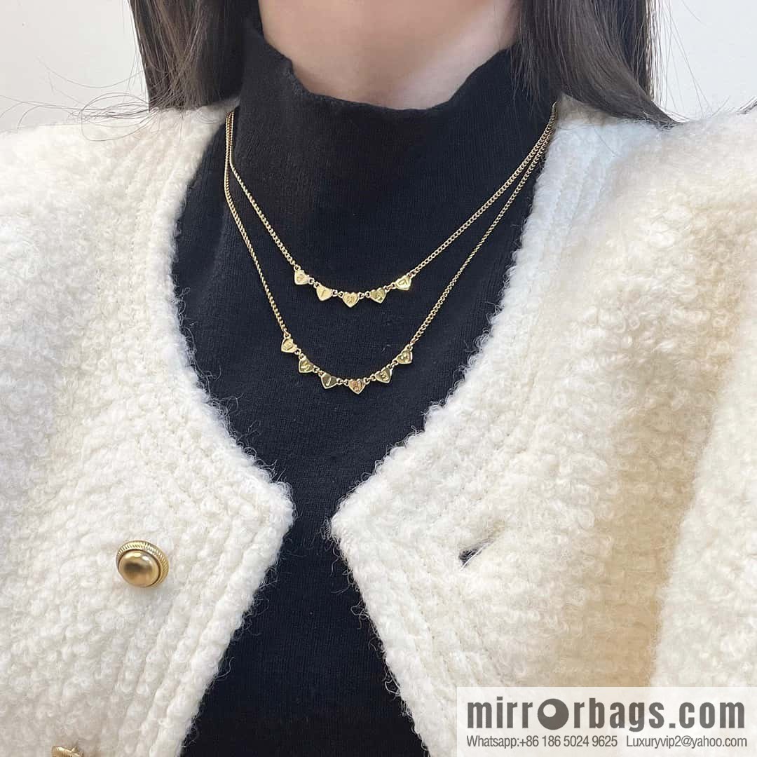 ❗️New ❗️ ☀️ New ☑️ Celine double peach heart love ❤️ necklace ☀️