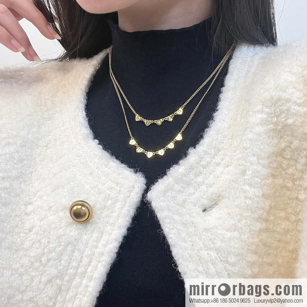 ❗️New ❗️ ☀️ New ☑️ Celine double peach heart love ❤️ necklace ☀️