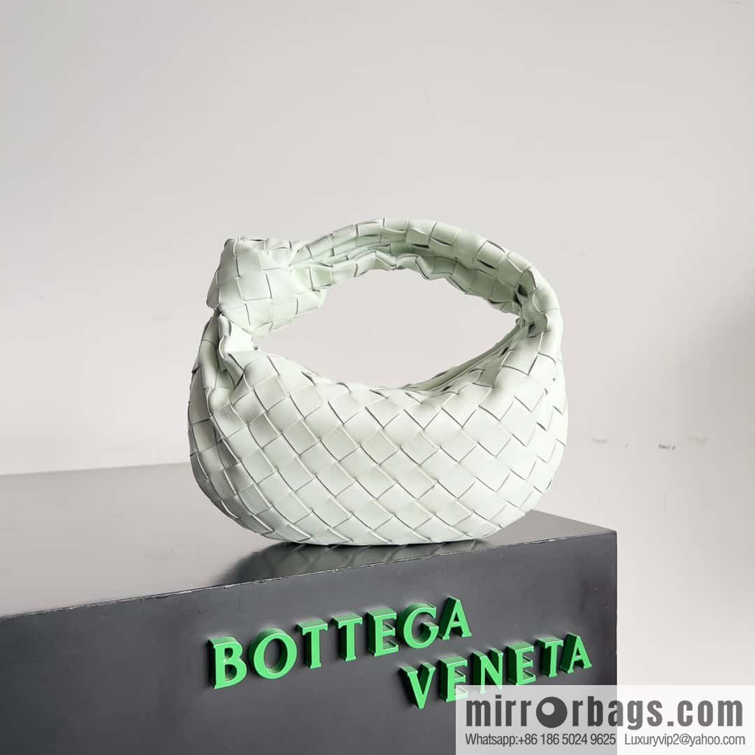 Bv2022 new Mini Jodie woven knotted round hobo bag, model: 651876 ice blue