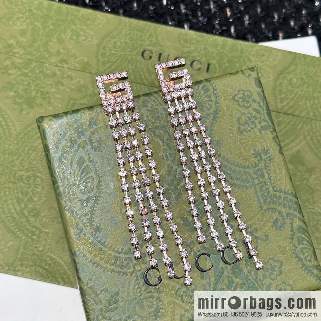 ❗️New ❗️☀ New Gucci Gucci G letter full diamond tassel stud earrings ☀