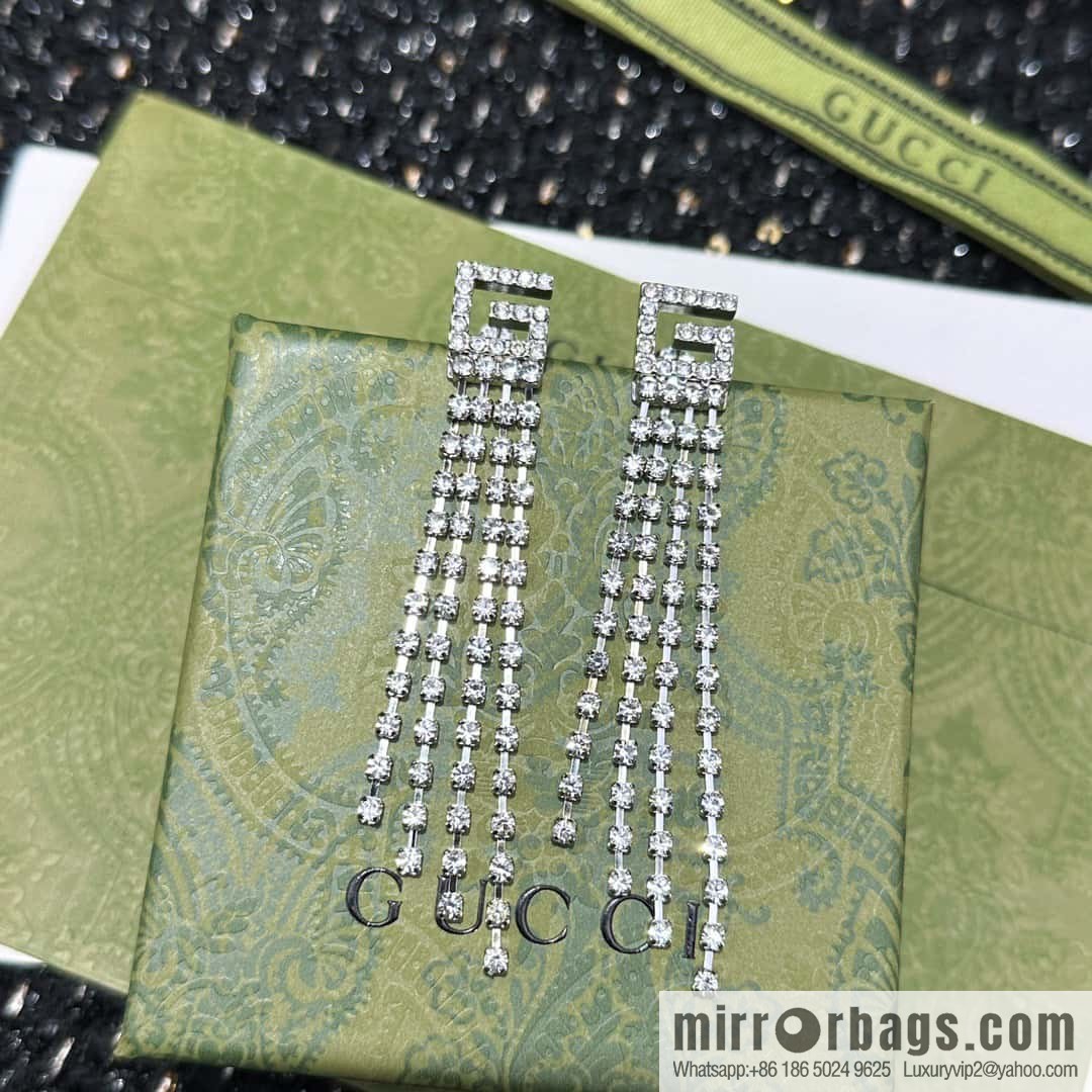 ❗️New ❗️☀ New Gucci Gucci G letter full diamond tassel stud earrings ☀