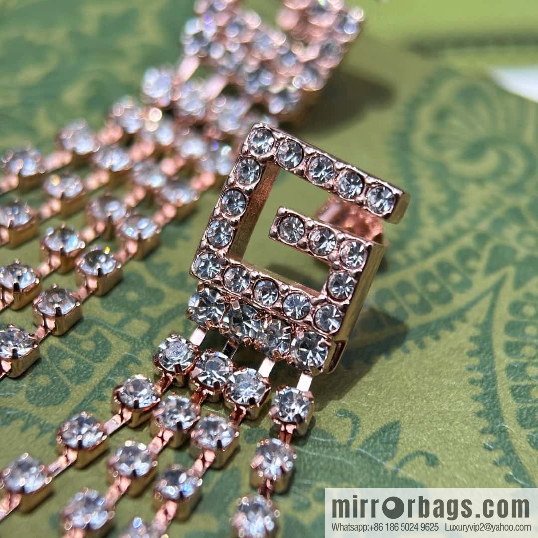 ❗️New ❗️☀ New Gucci Gucci G letter full diamond tassel stud earrings ☀