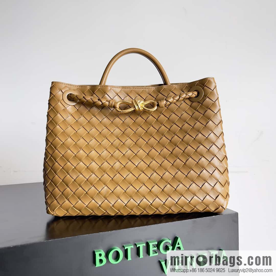 BV Bottega Veneta2023 New Andiamo woven handbag, medium, model number: 743572 mustard green