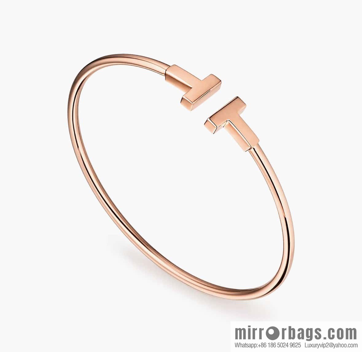 Glossy ☀️ Tiffany & Co, Classic T-Series, Glossy Silver Rose Gold Double T-Bracelet ☀️