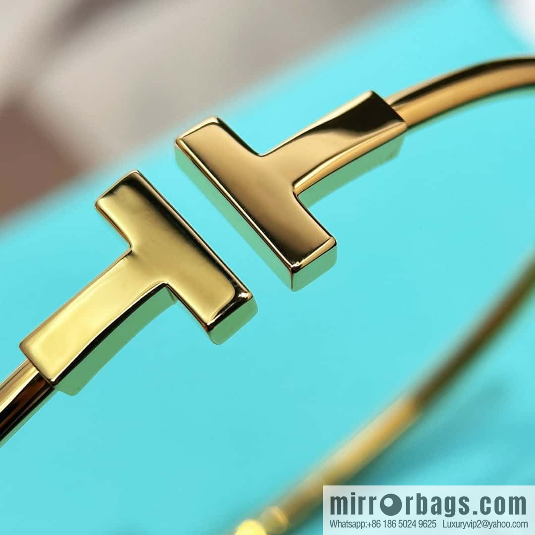 Glossy ☀️ Tiffany & Co, Classic T-Series, Glossy Silver Rose Gold Double T-Bracelet ☀️