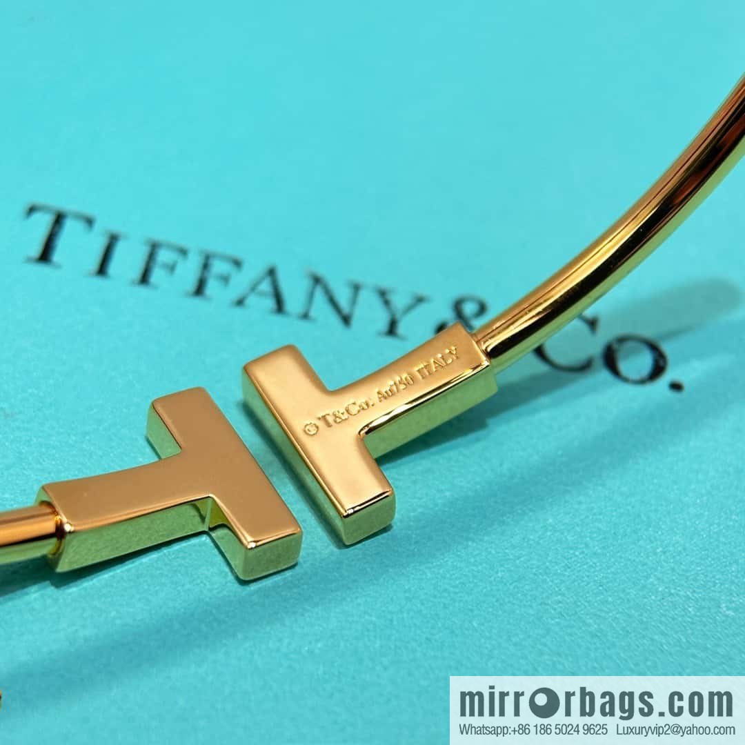 Glossy ☀️ Tiffany & Co, Classic T-Series, Glossy Silver Rose Gold Double T-Bracelet ☀️