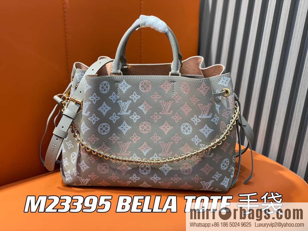 [Original single boutique] M23395 light gray, full leather shopping bag series BELLA TOTE handbag m23395 gray gradual change (cut-out)