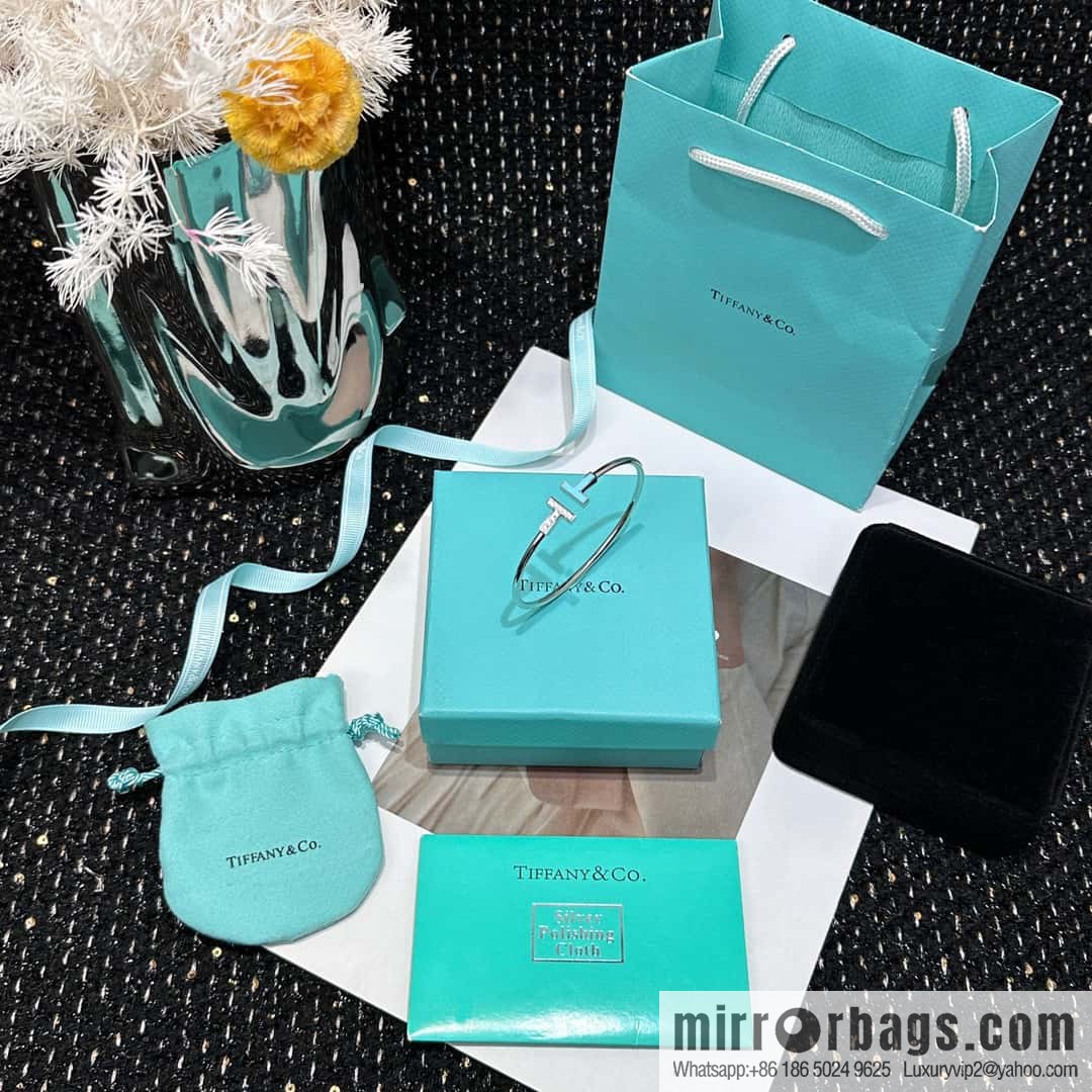☀️Turquoise ☀️ Tiffany & co, Classic T Series, Turquoise Silver Double T Bracelet with Diamonds ☀️