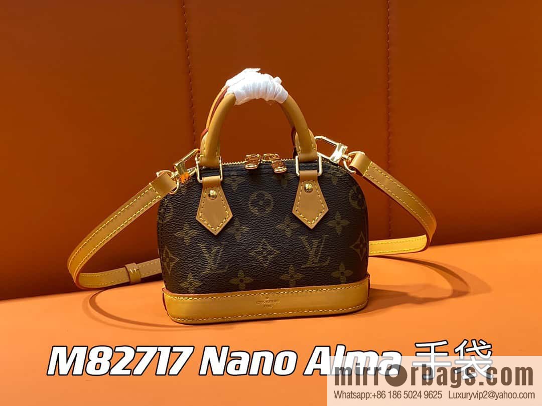 [Original single boutique] M82717 monogram mini shell bag series New launch Nano Alma handbag