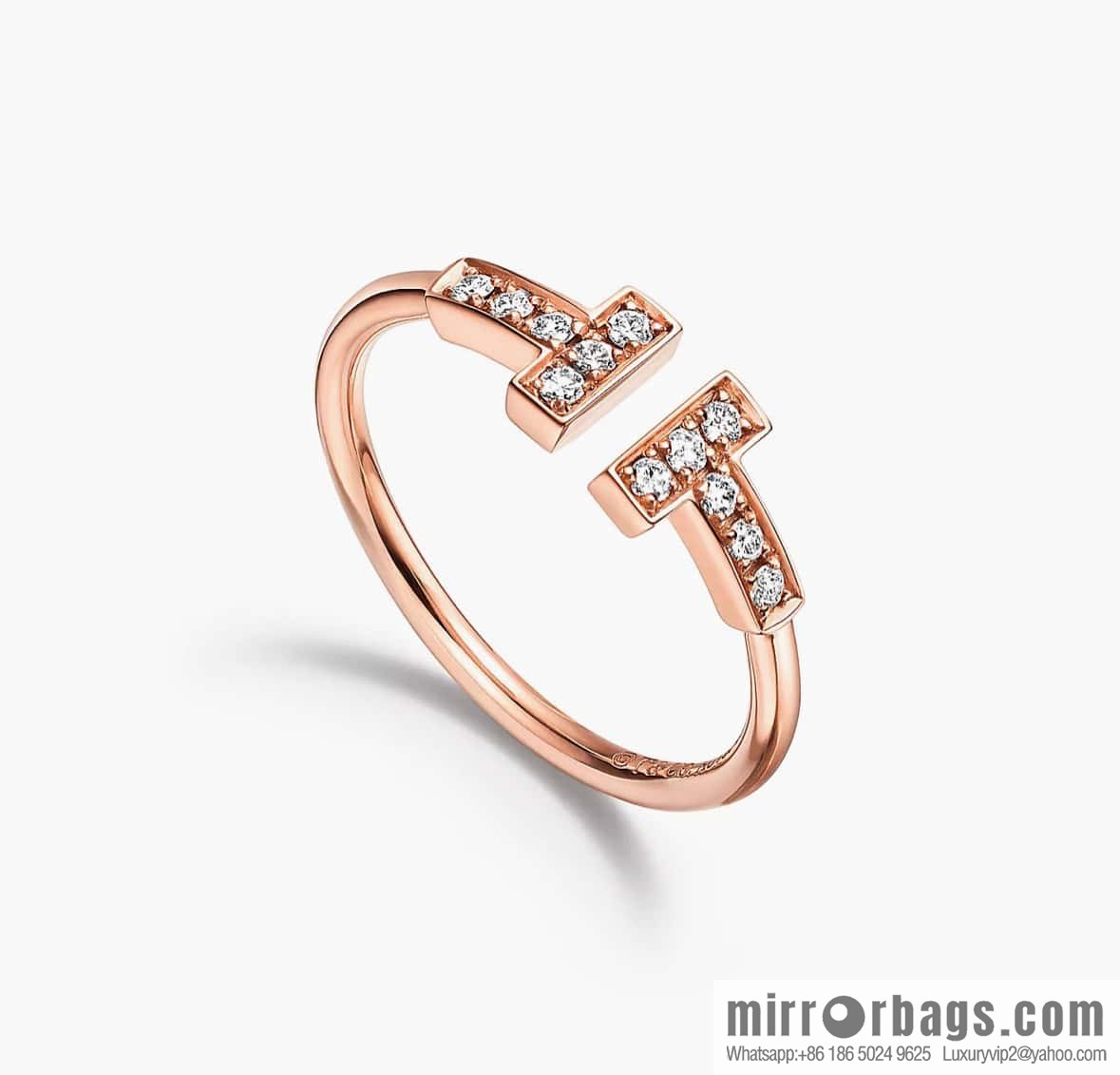 (3 Diamonds) ☀️ Tiffany & Co, Classic T Series 3 Diamond Double T Ring ☀️