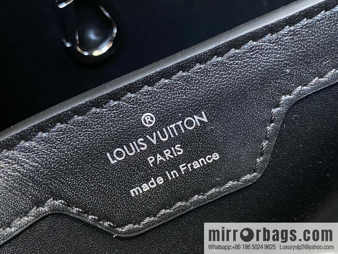 [Original order boutique] M51783 black full leather cap that English series, flower crown and white diamond Capucines medium handbag