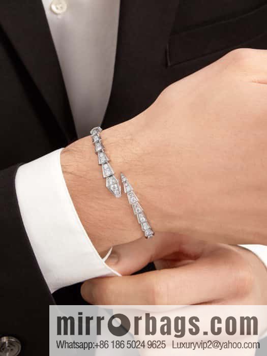 ☀️Bulgari BVLGARI Narrow Edition Full Diamond Snake Bone Bracelet ☀️ Rose Gold, Silver ☀