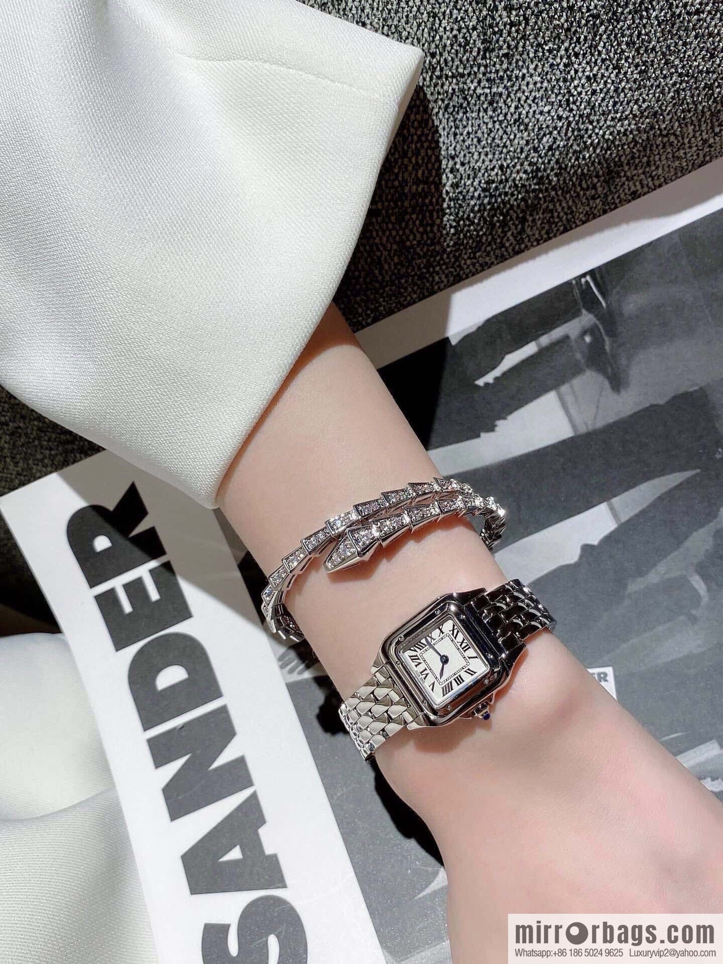 ☀️Bulgari BVLGARI Narrow Edition Full Diamond Snake Bone Bracelet ☀️ Rose Gold, Silver ☀