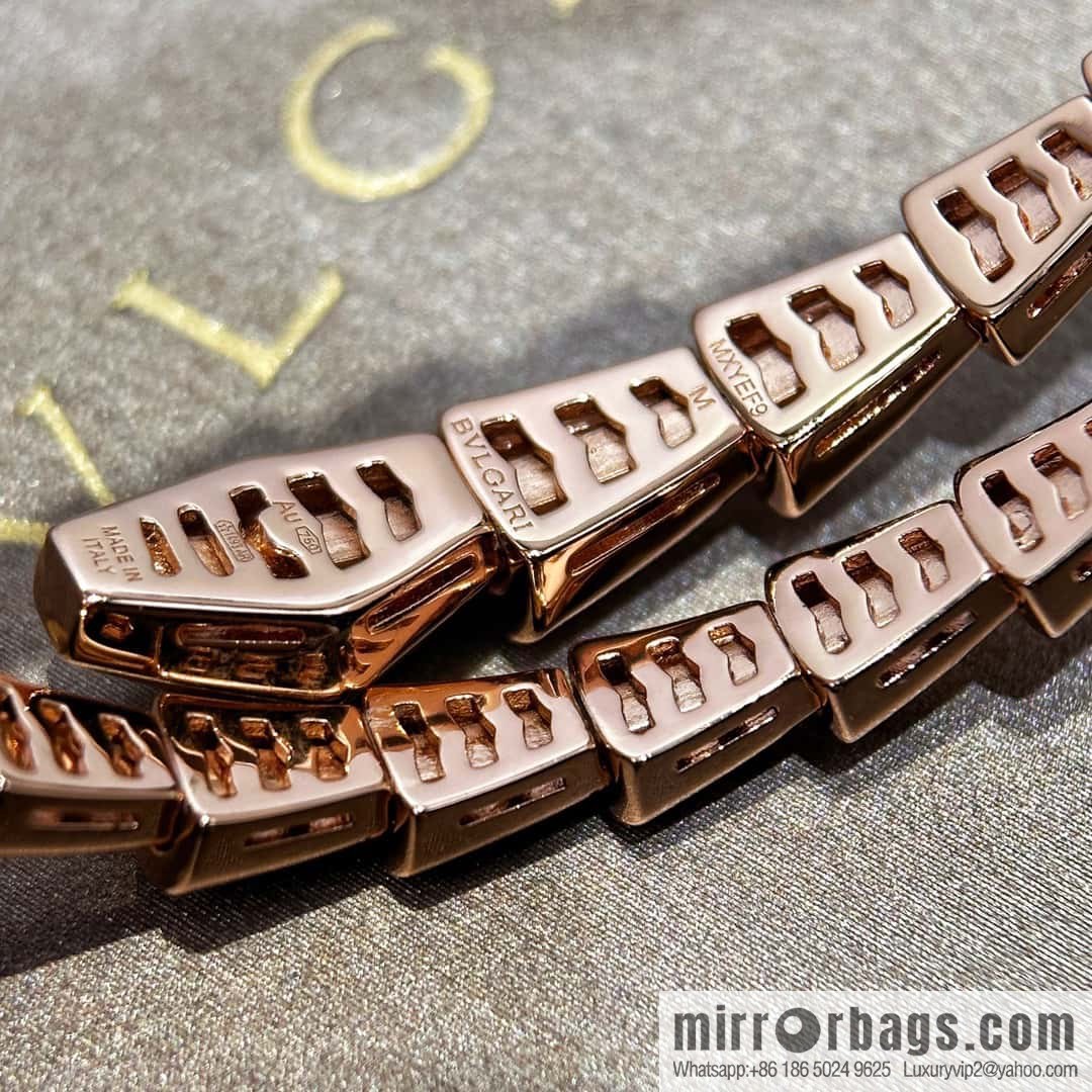 ☀️Bulgari BVLGARI Narrow Edition Full Diamond Snake Bone Bracelet ☀️ Rose Gold, Silver ☀
