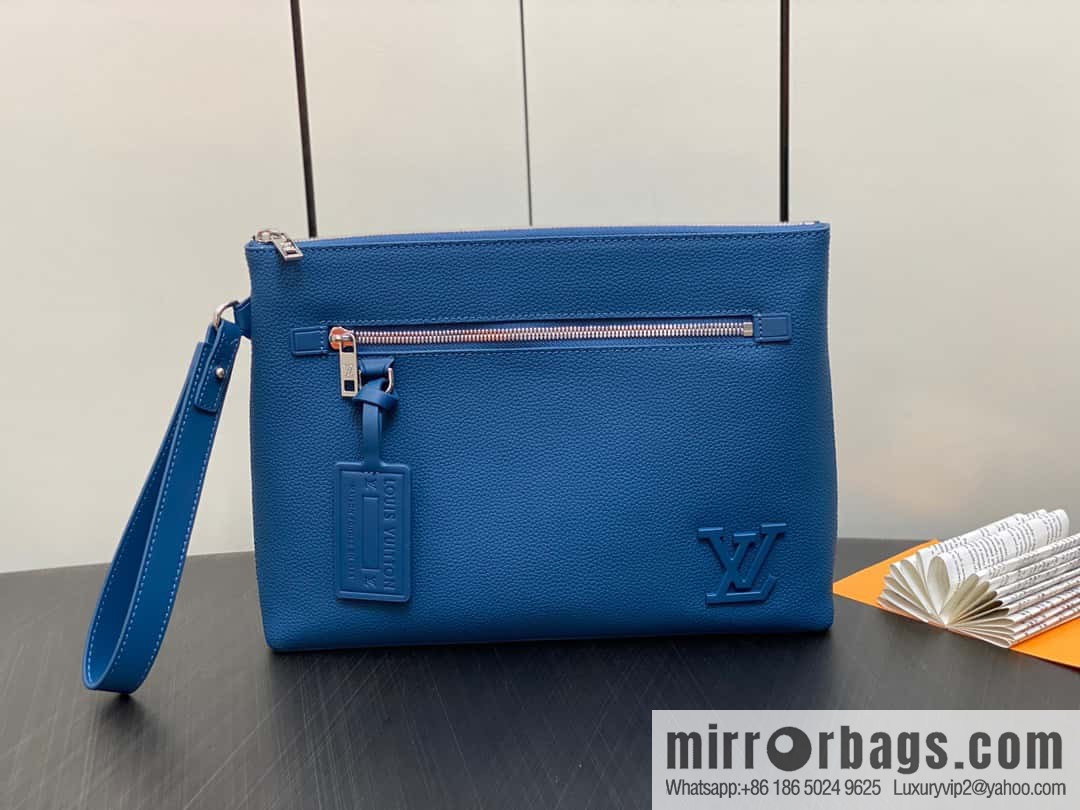 [Original single boutique] M69837 dark blue, full leather clutch bag series iPad clutch bag M81375 military green M69837 black M69837 gray M82270 blue