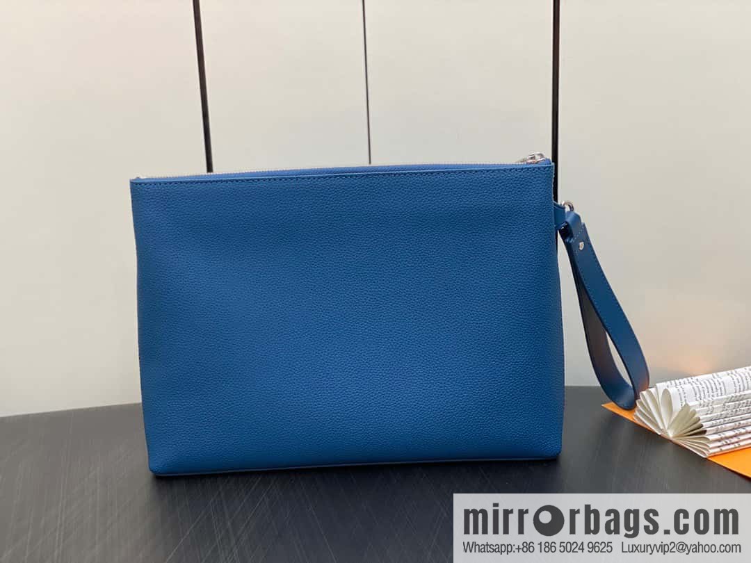 [Original single boutique] M69837 dark blue, full leather clutch bag series iPad clutch bag M81375 military green M69837 black M69837 gray M82270 blue