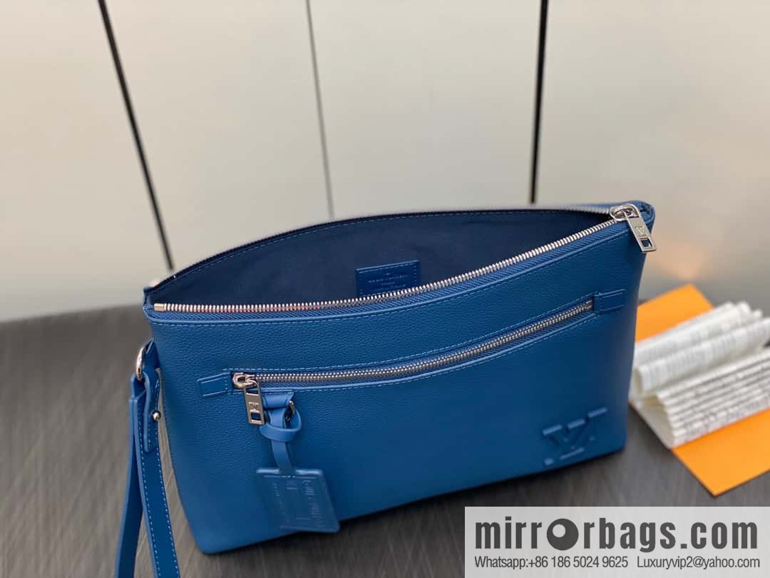 [Original single boutique] M69837 dark blue, full leather clutch bag series iPad clutch bag M81375 military green M69837 black M69837 gray M82270 blue