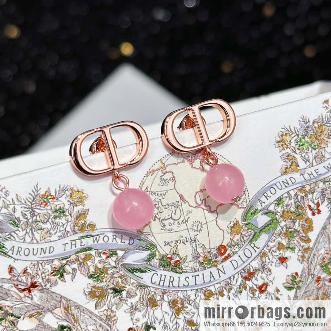 New ☑️ DIOR CD size pink pearl earrings stud earrings