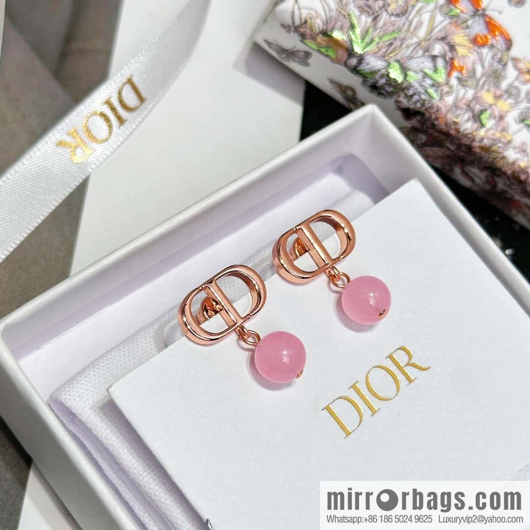 New ☑️ DIOR CD size pink pearl earrings stud earrings