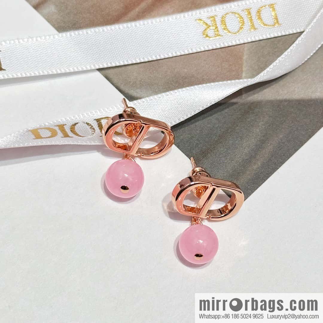 New ☑️ DIOR CD size pink pearl earrings stud earrings