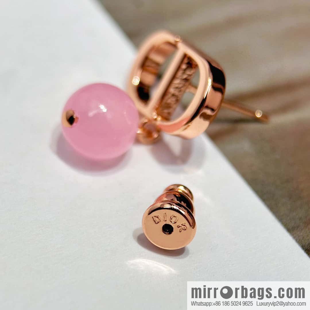New ☑️ DIOR CD size pink pearl earrings stud earrings