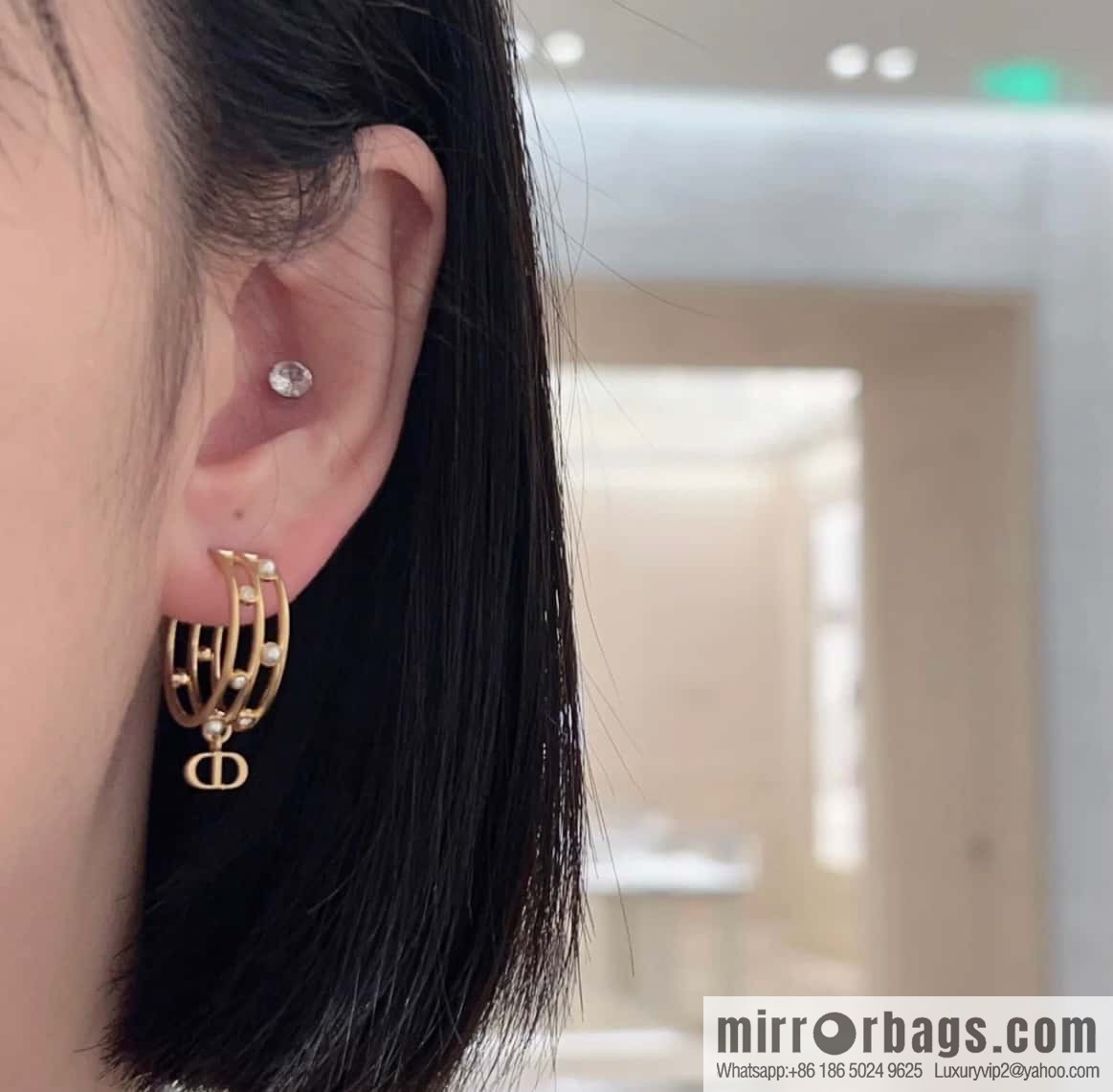 New ☑️ DIOR CD half circle earrings stud earrings