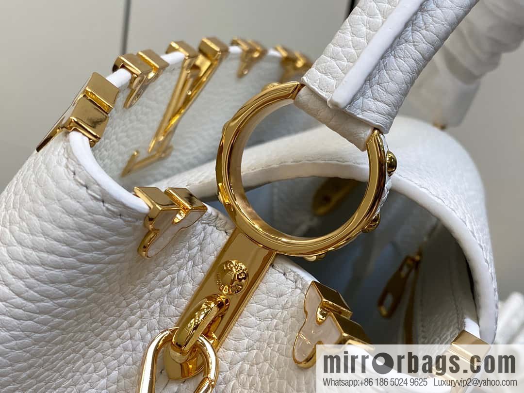 [Original order boutique] M23331 white, full leather cap, that English series CAPUCINES medium handbag, this Capucines BB Flower Crown handbag